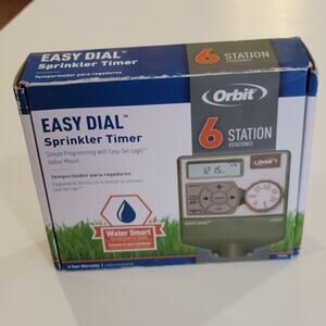 Orbit 57596 Large Easy-to-read LCD 6-Station Indoor Mount Easy Dial Timer New